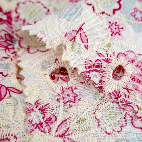 100% Cotton Poplin Cutwork Embroidery Fabric
